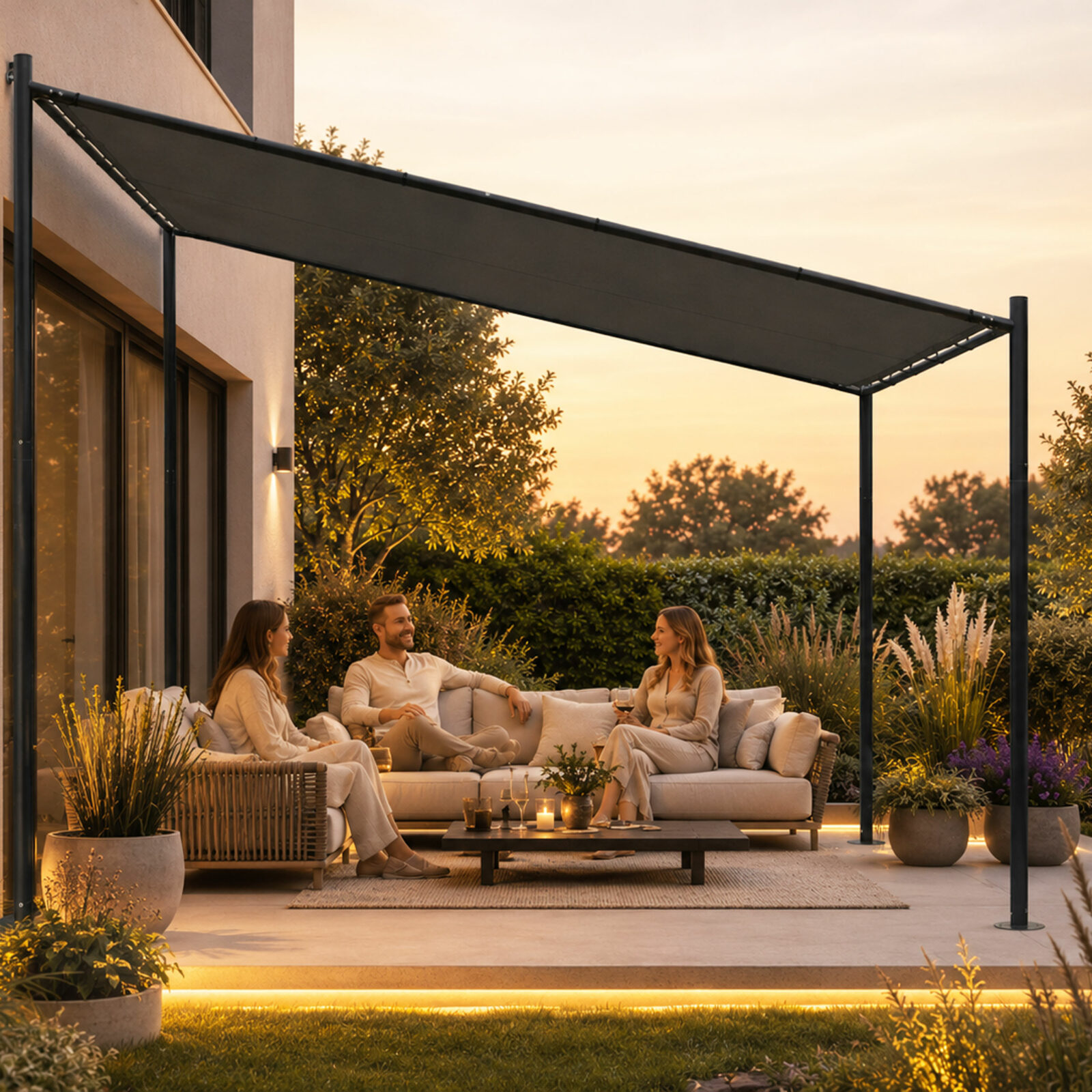 Pergola ogrodowa tarasowa 3x3 m stalowa altana zadaszenie szara MultiGarden - obrazek 2