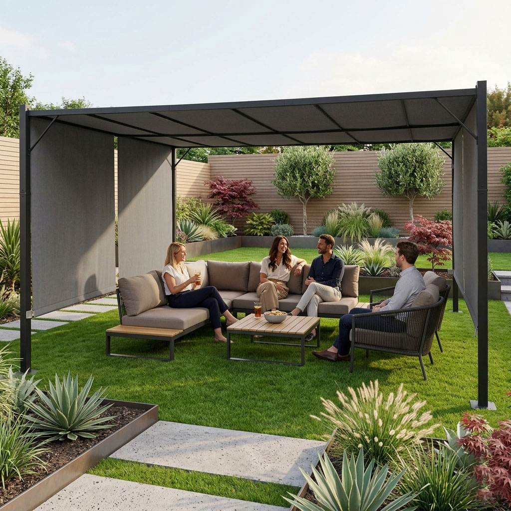Pergola ogrodowa tarasowa 3x4 m stalowa altana zadaszenie szara MultiGarden - obrazek 2