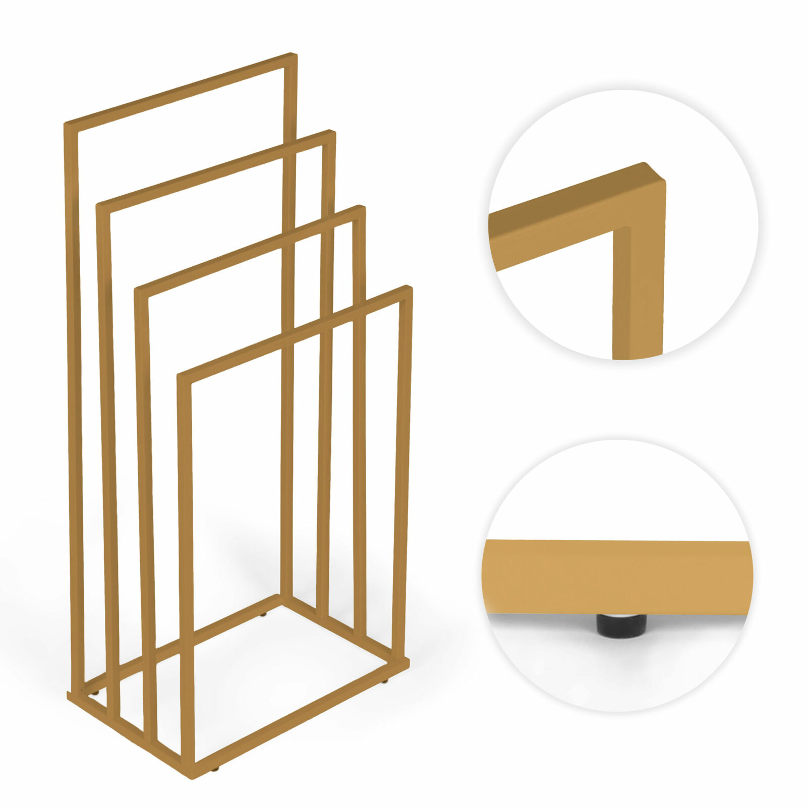 Stojak na ręczniki wieszak wolnostojący metalowy 4 ramiona złoty ModernHome - obrazek 8