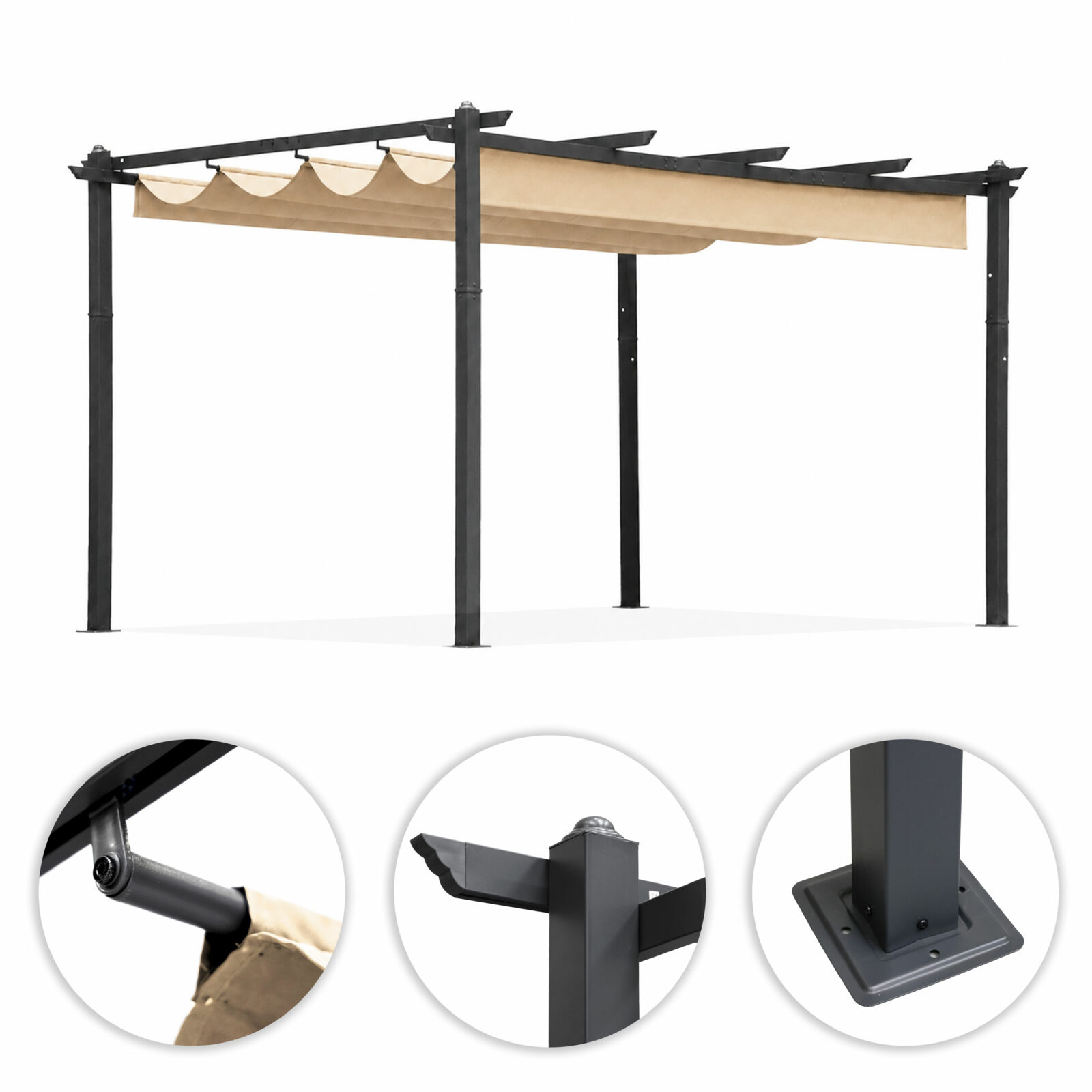 Pergola ogrodowa tarasowa 3x4 m stalowa altana zadaszenie beżowa MultiGarden - obrazek 7