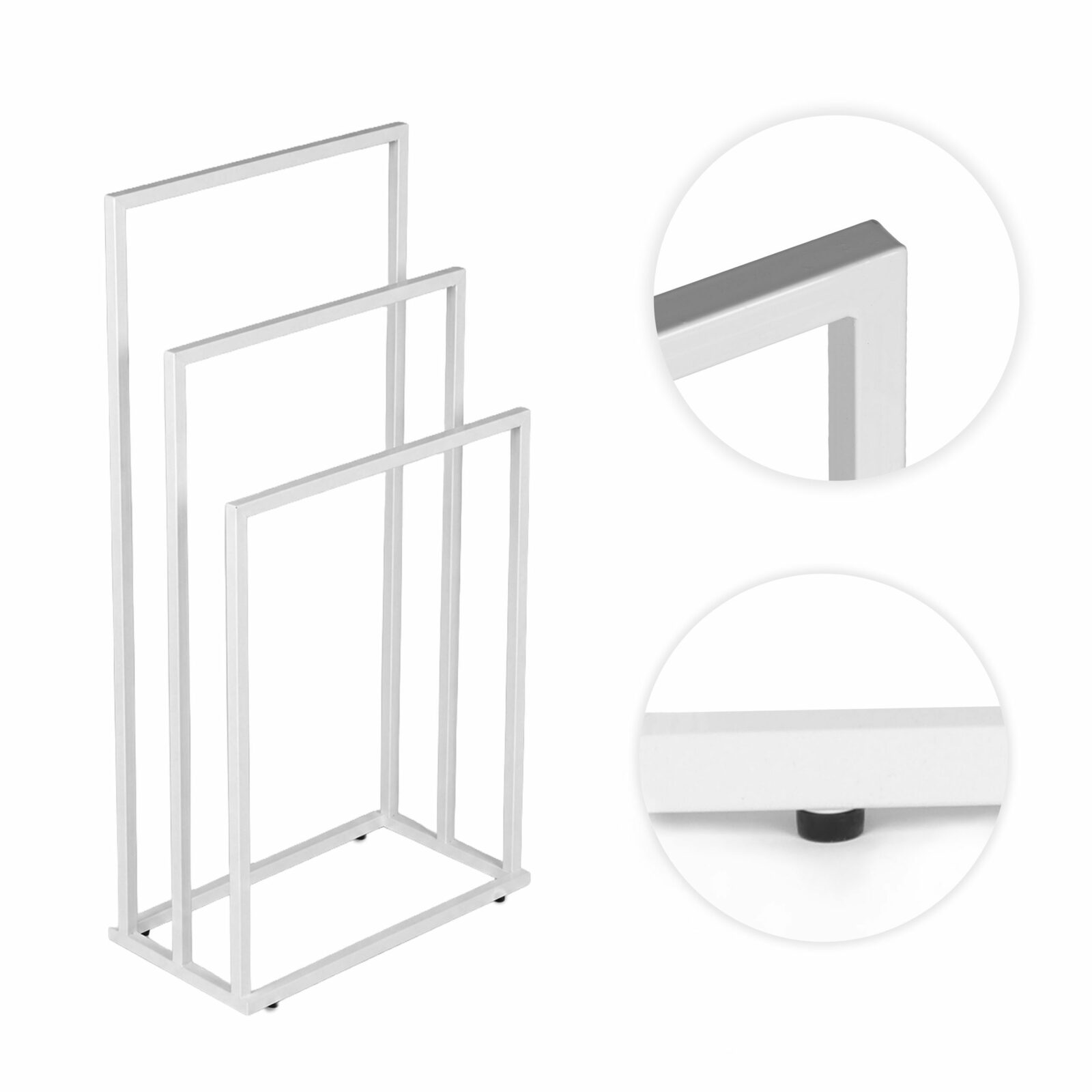 Stojak na ręczniki wieszak wolnostojący metalowy 3 ramiona biały ModernHome - obrazek 8