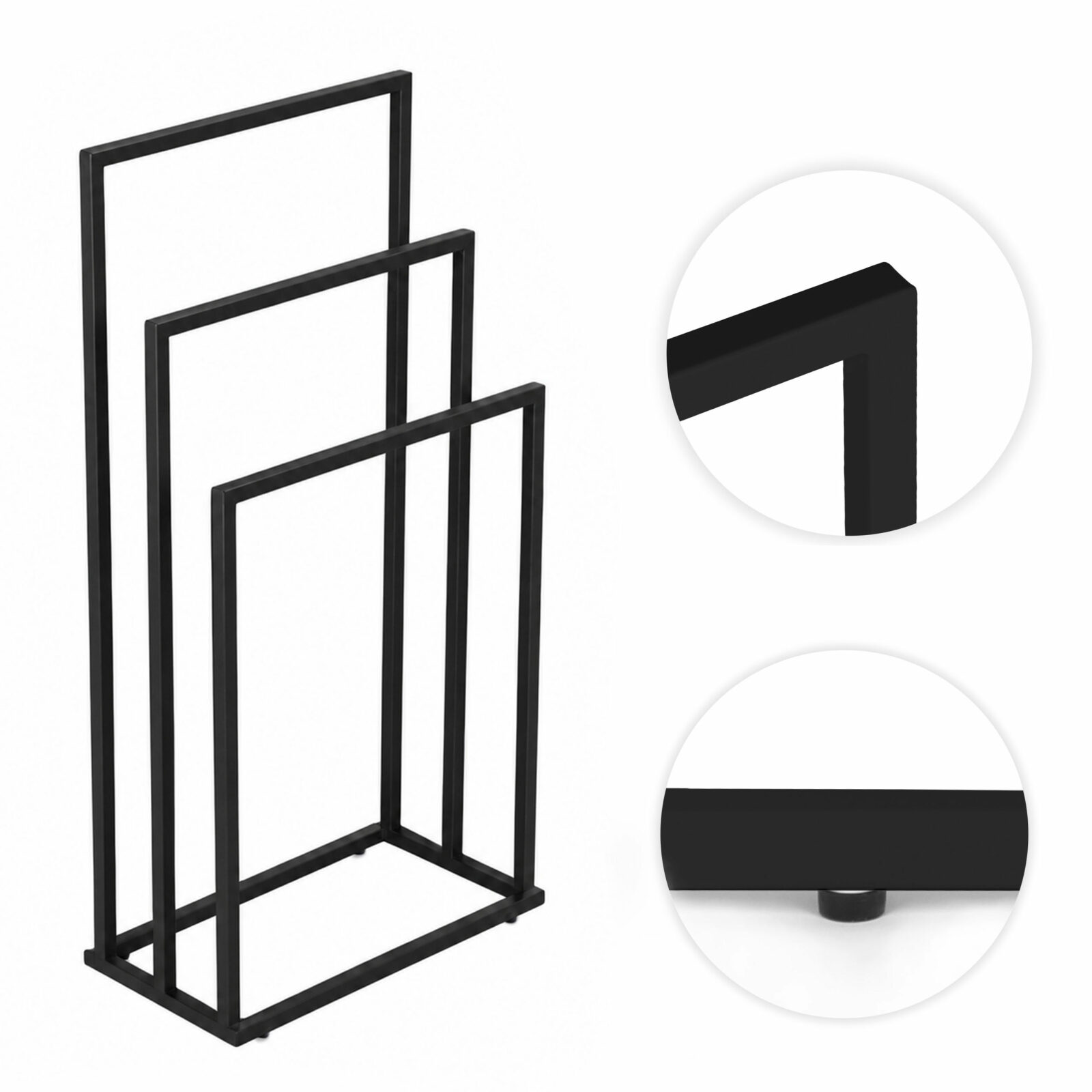Stojak na ręczniki wieszak wolnostojący metalowy 3 ramiona czarny ModernHome - obrazek 8