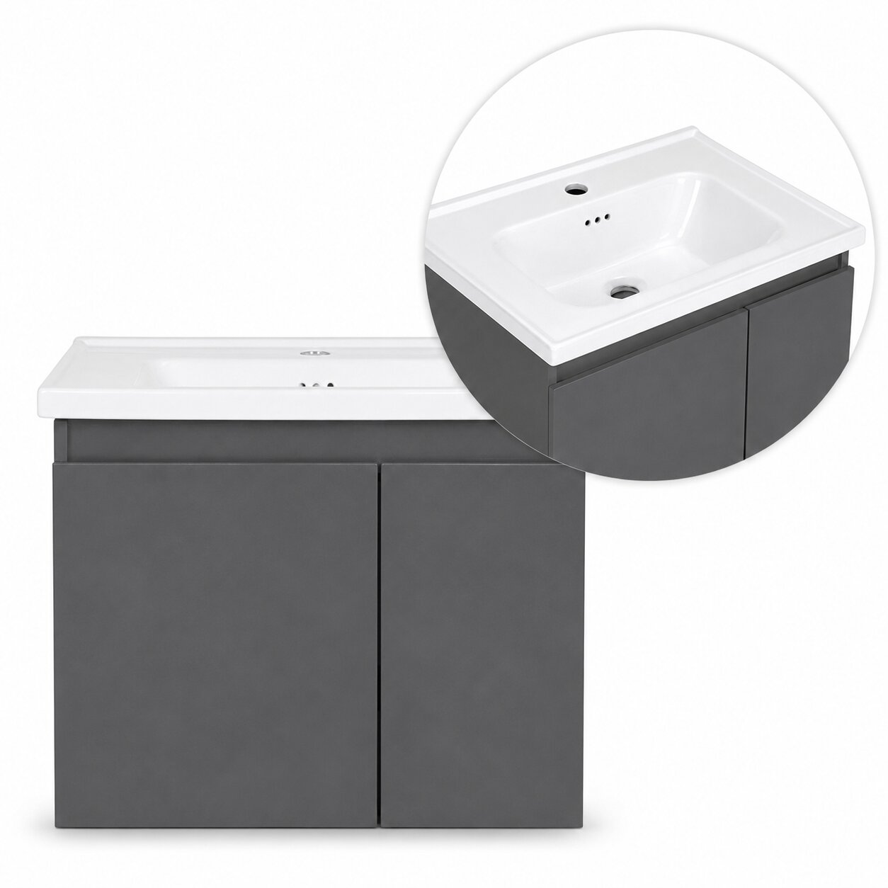 Szafka łazienkowa wisząca z umywalką + lustro zestaw mebli ModernHome - obrazek 5