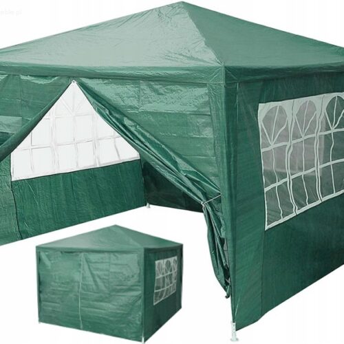 Namiot pawilon ogrodowy handlowy 3x3 m 4 ścianki zielony MultiGarden