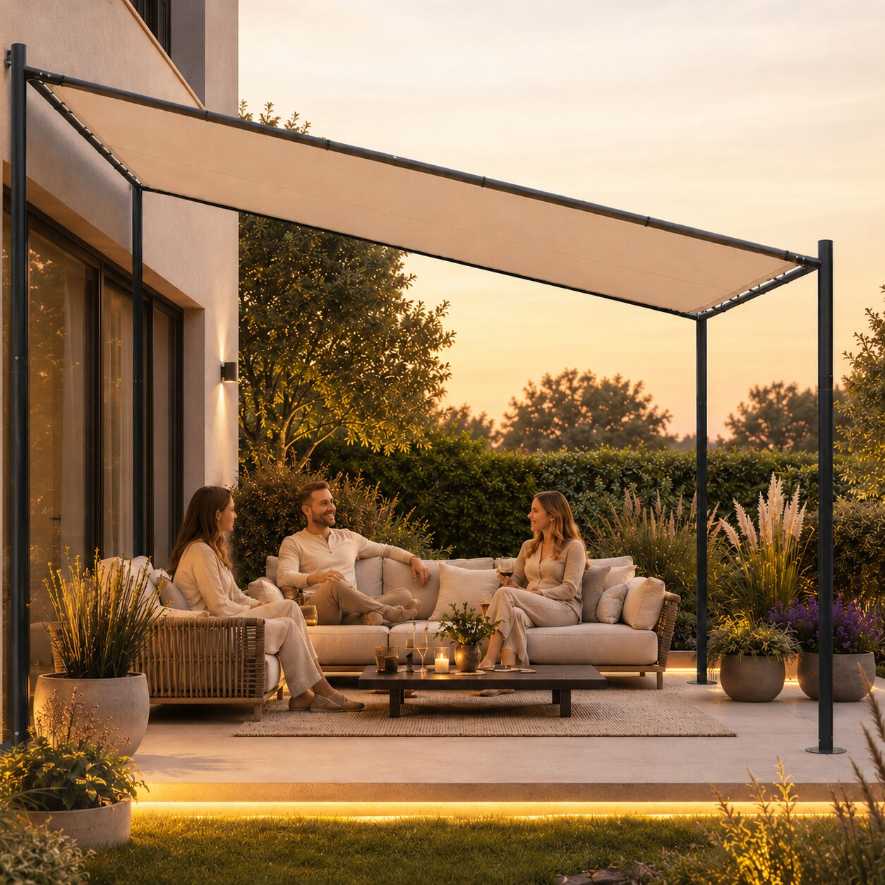 Pergola ogrodowa tarasowa 3x3 m stalowa altana zadaszenie beżowa MultiGarden - obrazek 2