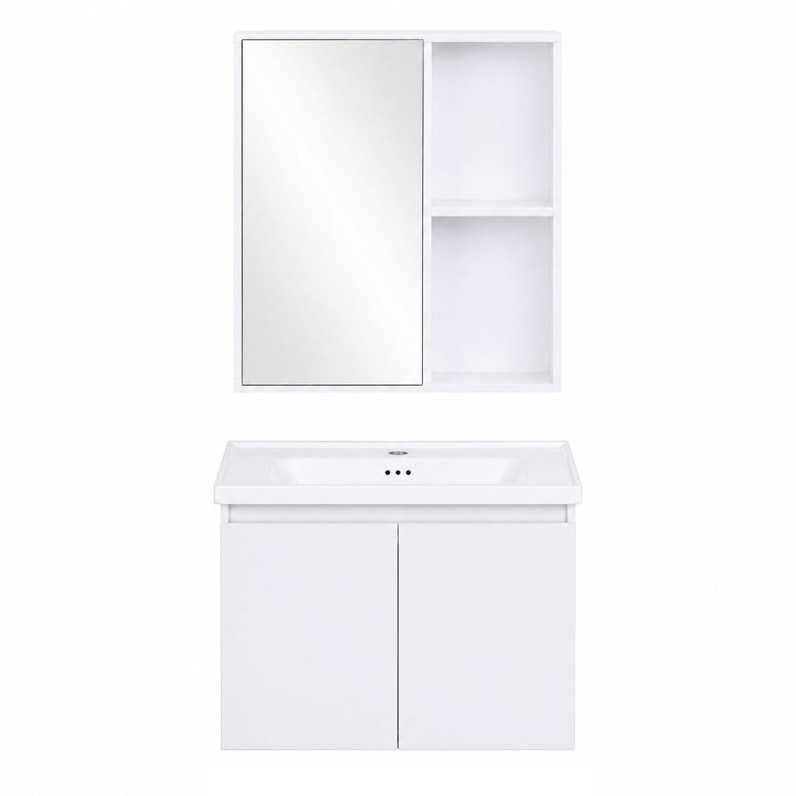 Szafka łazienkowa wisząca z umywalką + lustro zestaw mebli ModernHome - obrazek 3