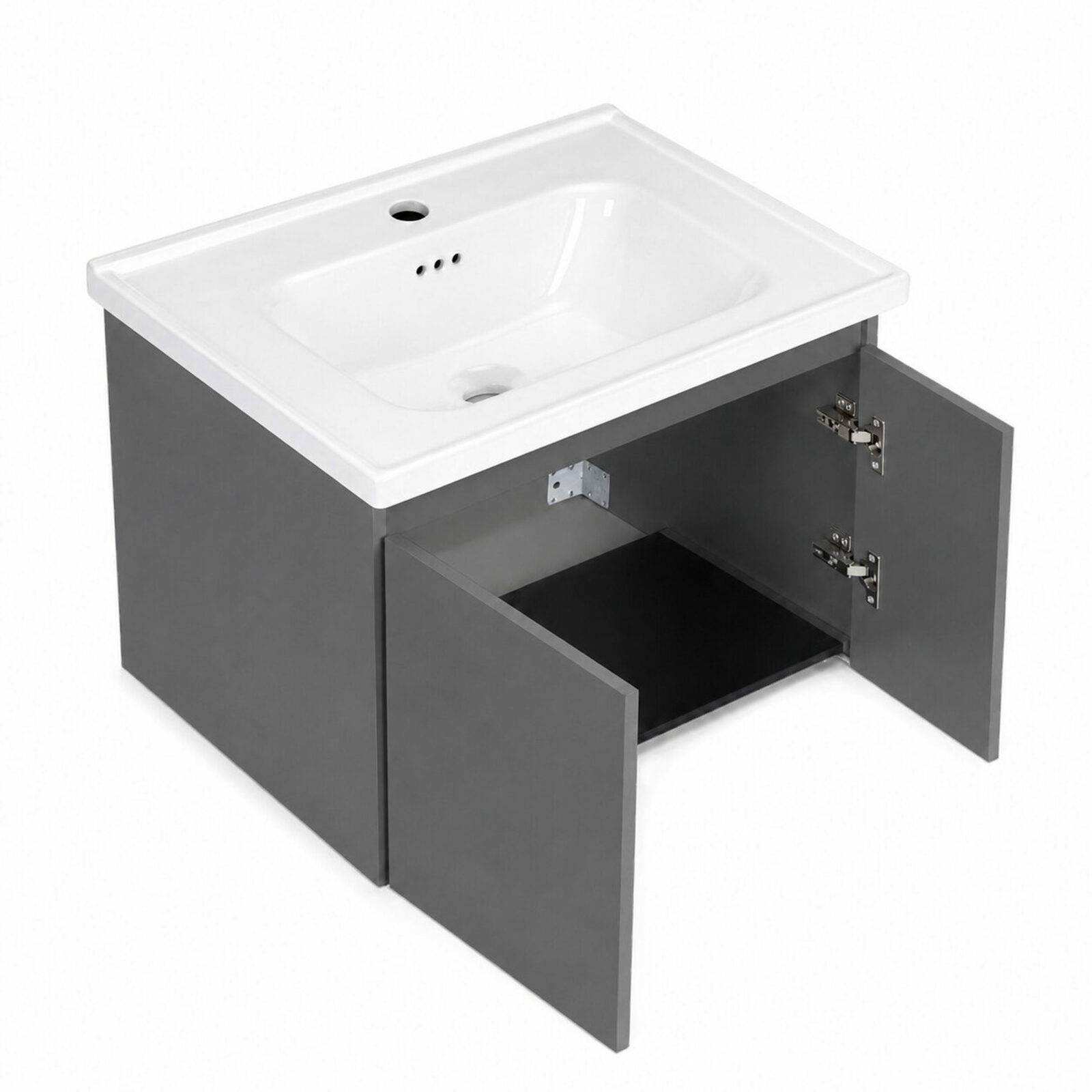 Szafka łazienkowa wisząca z umywalką + lustro zestaw mebli ModernHome - obrazek 4