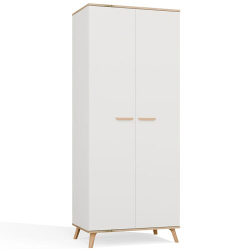 Szafa Ubraniowa OLYMPO 2D BIAŁA DĄB ARTISAN 80 Cm Drążek 2 Drzwi Sypialnia