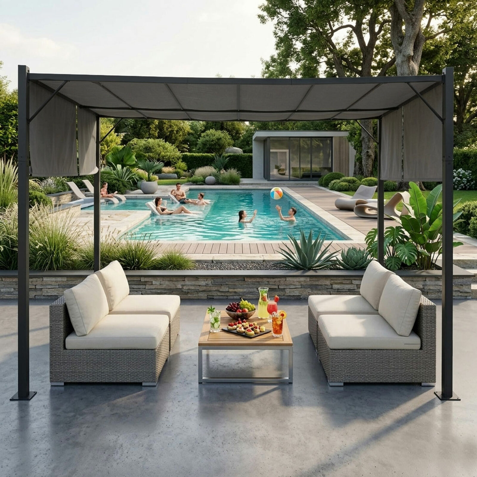 Pergola ogrodowa tarasowa 3x4 m stalowa altana zadaszenie szara MultiGarden - obrazek 3