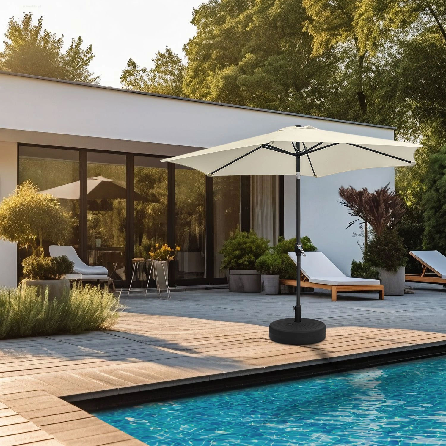 Składany parasol ogrodowy balkonowy regulowany 210 cm beżowy - obrazek 8