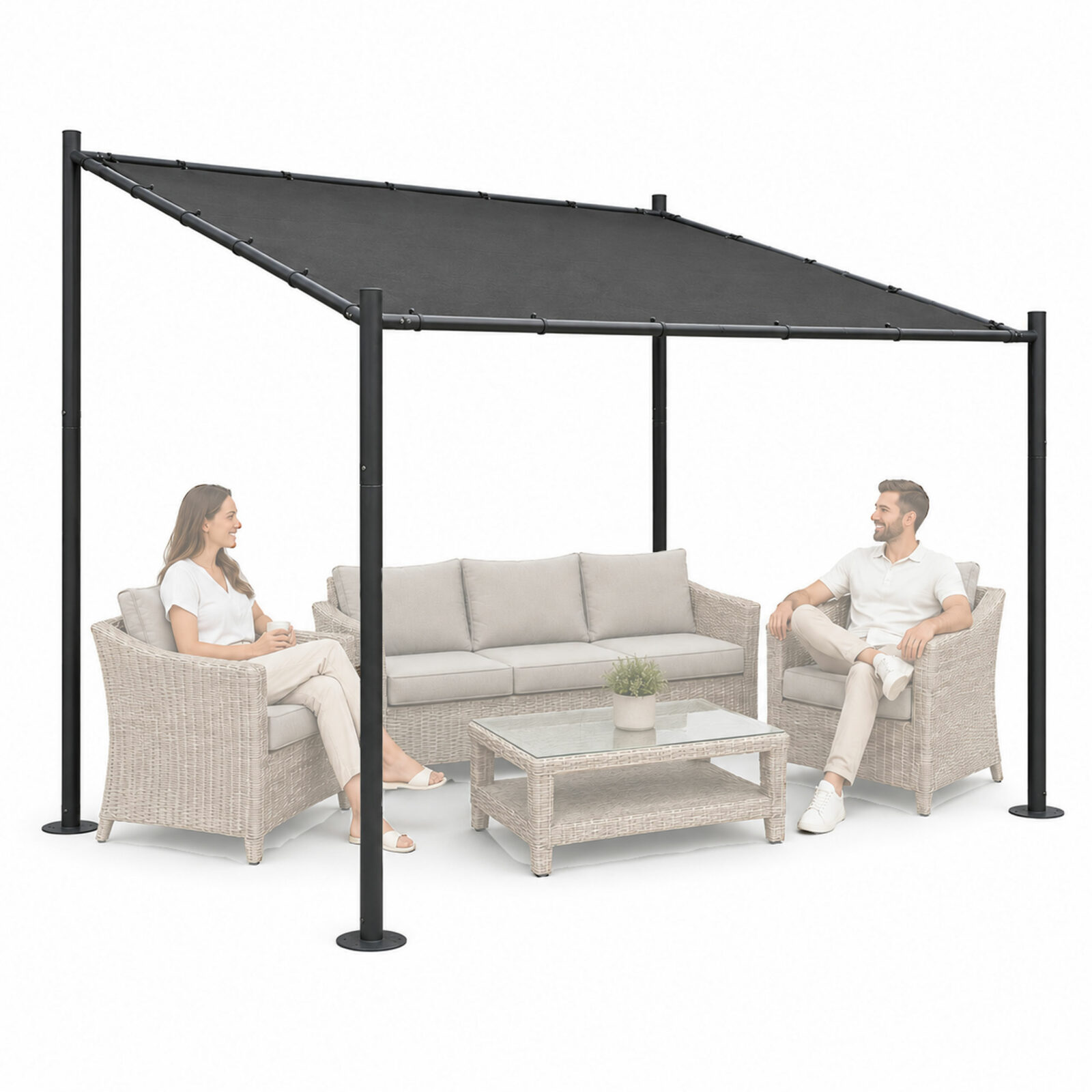 Pergola ogrodowa tarasowa 3x3 m stalowa altana zadaszenie szara MultiGarden