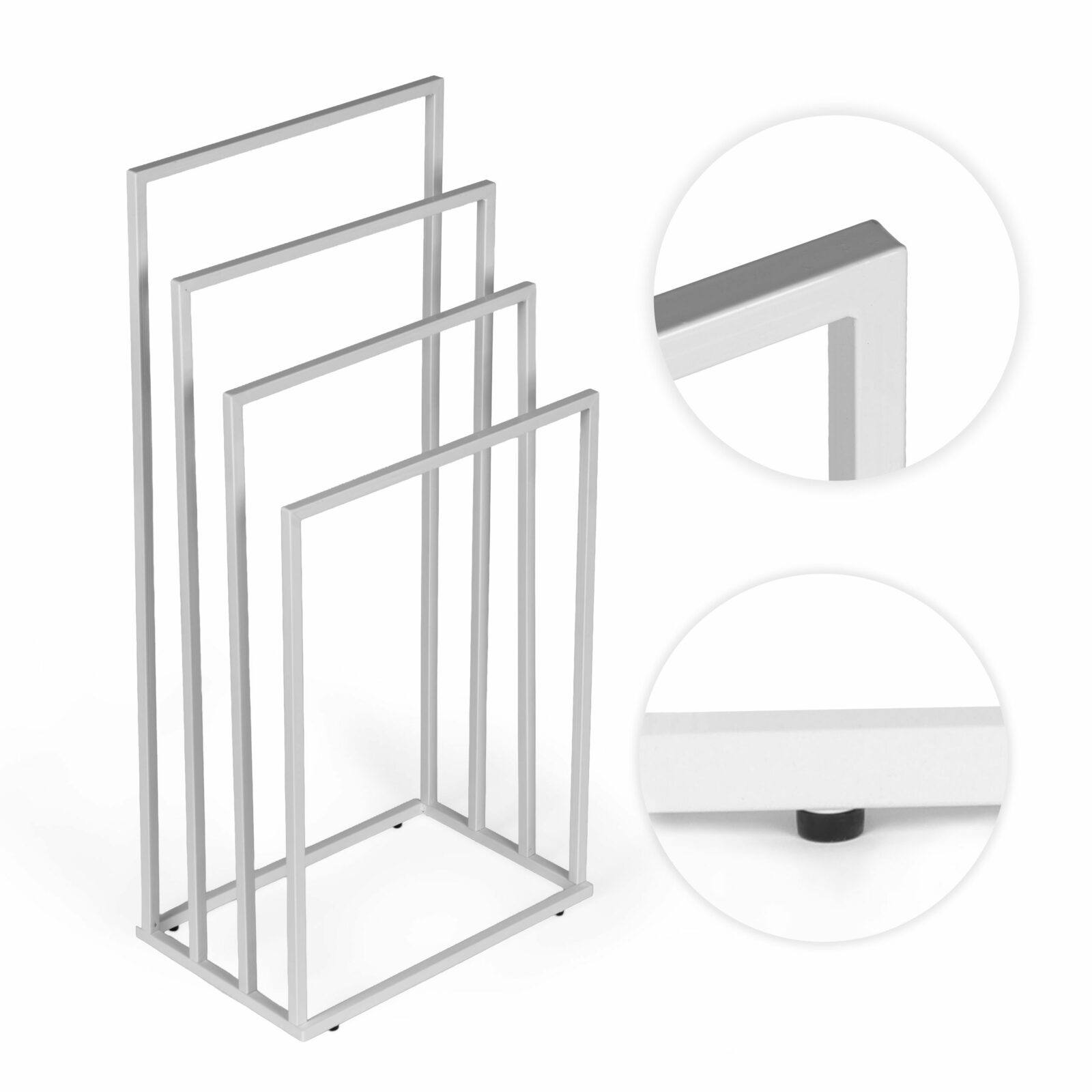 Stojak na ręczniki wieszak wolnostojący metalowy 4 ramiona biały ModernHome - obrazek 8