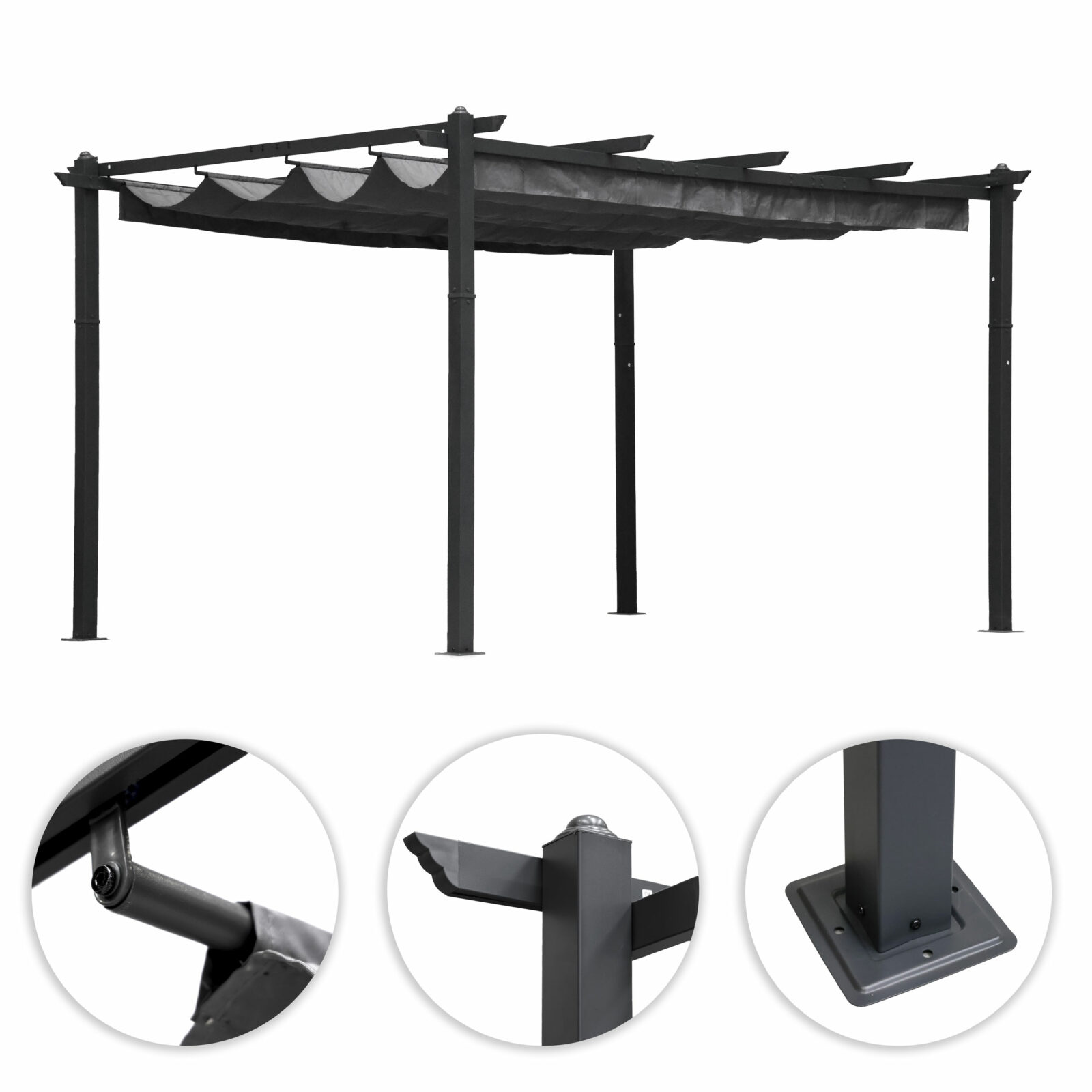 Pergola ogrodowa tarasowa 3x4 m stalowa altana zadaszenie szara MultiGarden - obrazek 7