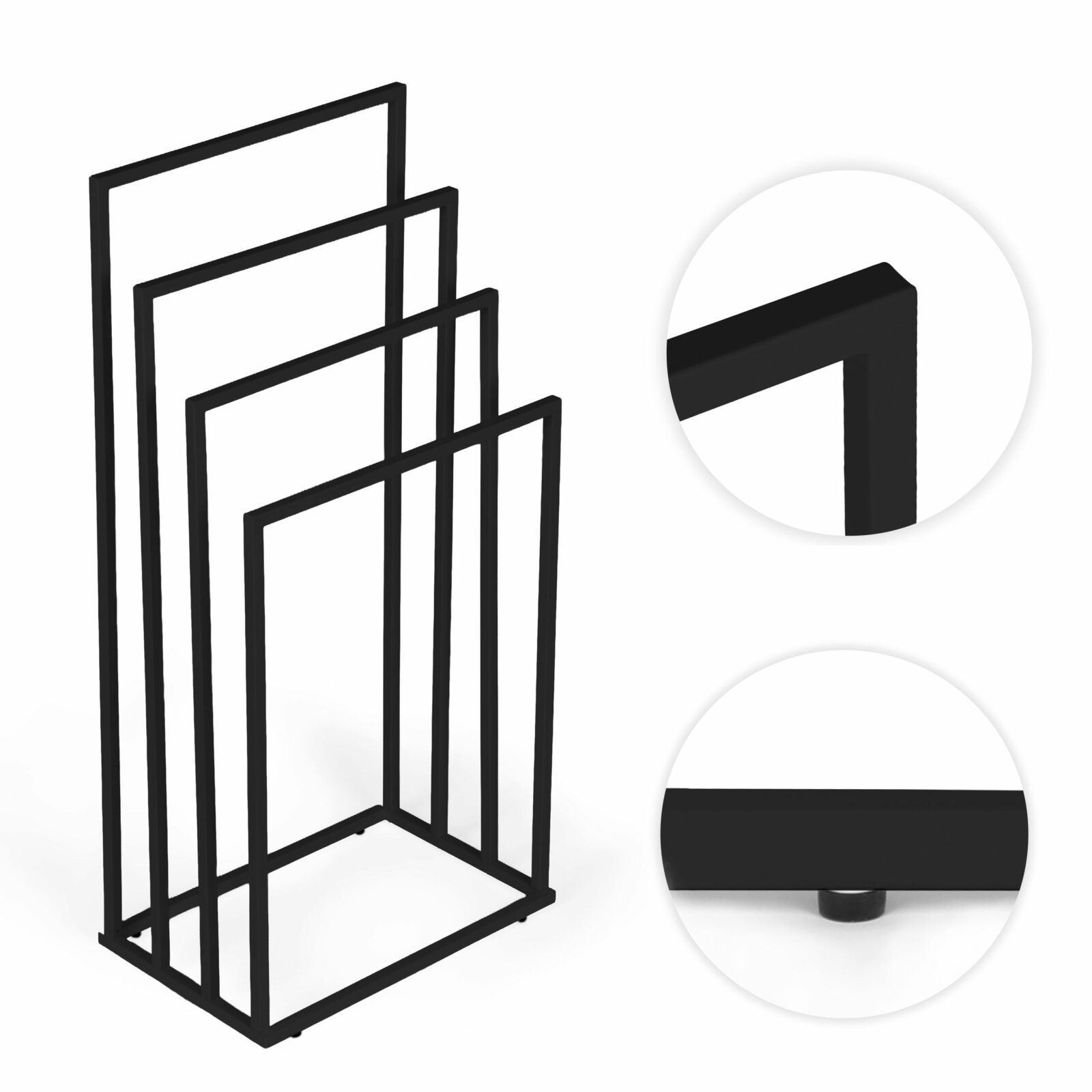Stojak na ręczniki wieszak wolnostojący metalowy 4 ramiona czarny ModernHome - obrazek 8