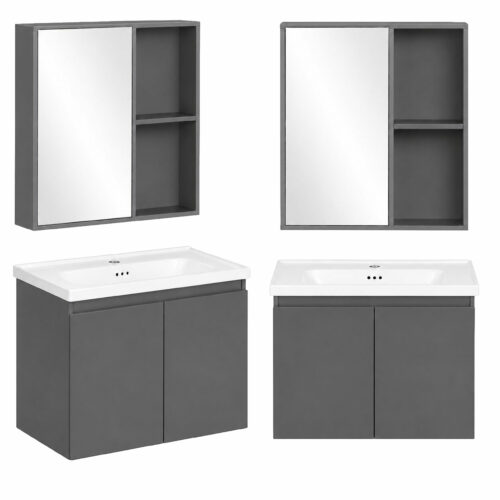 Szafka łazienkowa wisząca z umywalką + lustro zestaw mebli ModernHome