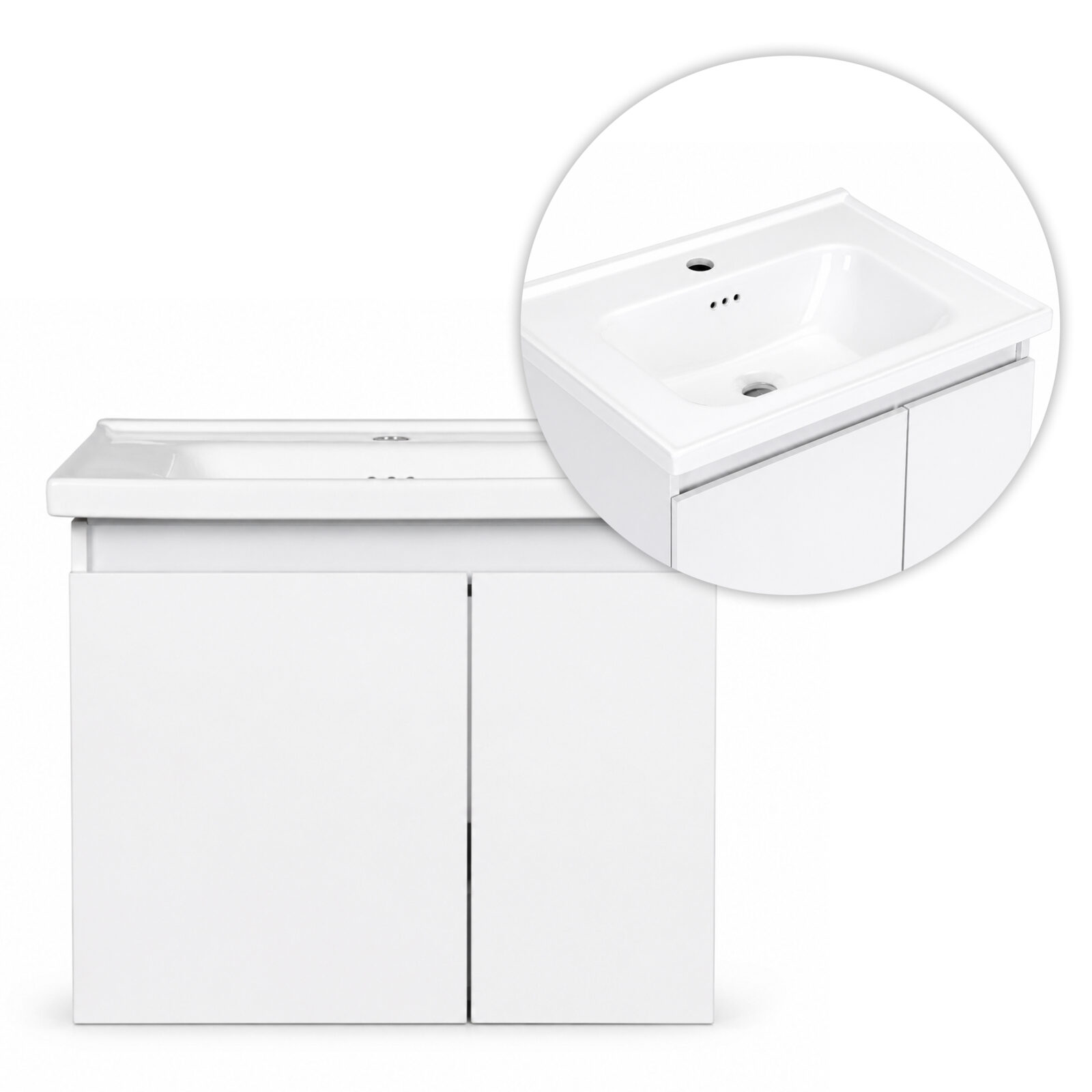 Szafka łazienkowa wisząca z umywalką + lustro zestaw mebli ModernHome - obrazek 4