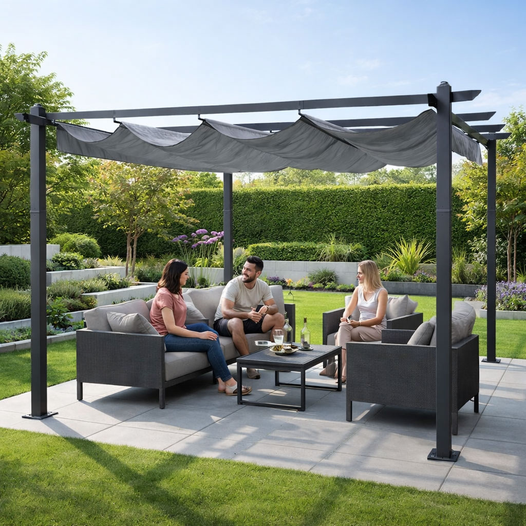 Pergola ogrodowa tarasowa 3x4 m stalowa altana zadaszenie szara MultiGarden - obrazek 2