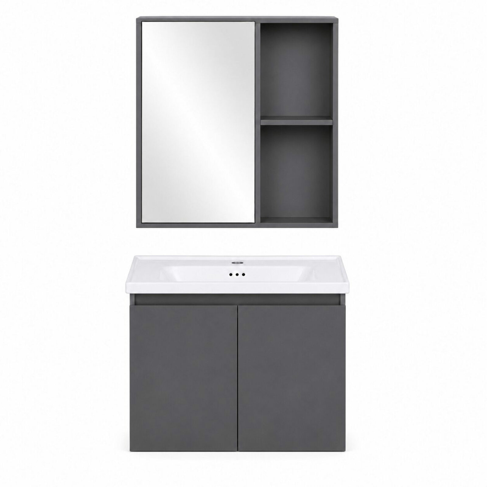Szafka łazienkowa wisząca z umywalką + lustro zestaw mebli ModernHome - obrazek 3
