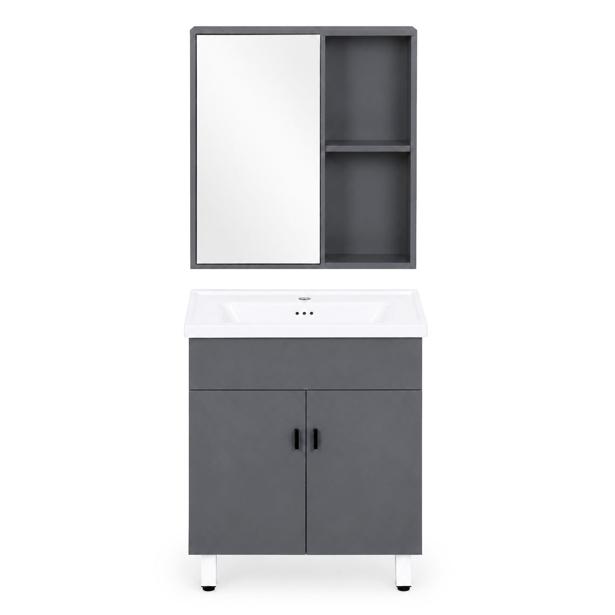 Szafka łazienkowa stojąca z umywalką + lustro zestaw mebli ModernHome - obrazek 3