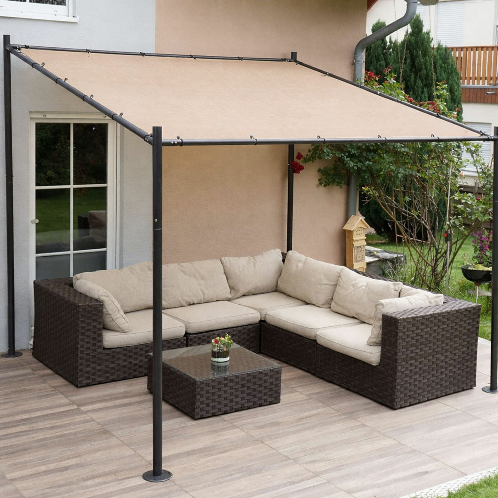 Pergola ogrodowa tarasowa 3x3 m stalowa altana zadaszenie beżowa MultiGarden - obrazek 3