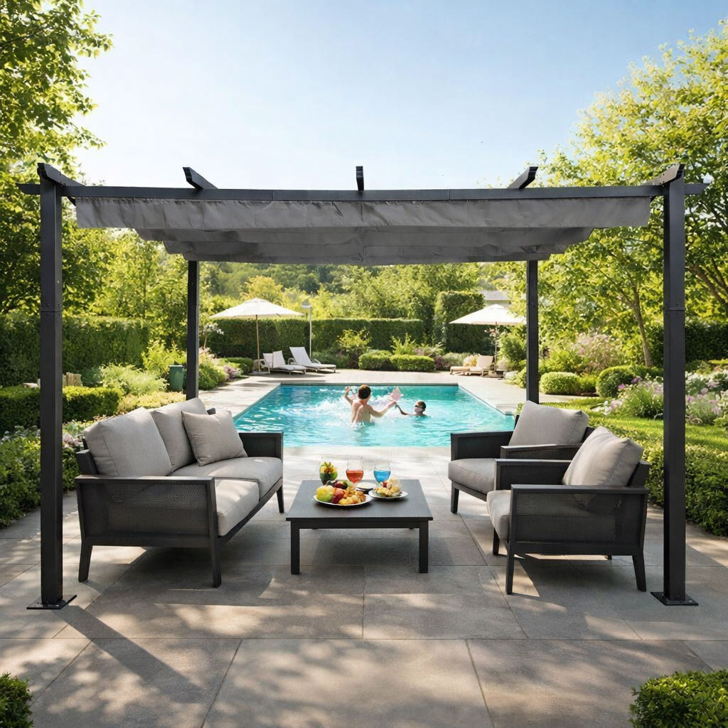 Pergola ogrodowa tarasowa 3x4 m stalowa altana zadaszenie szara MultiGarden - obrazek 3