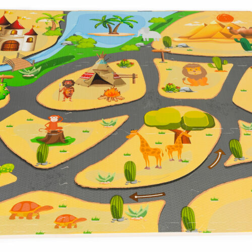 Mata piankowa dla dzieci puzzle safari 9el 93x93cm
