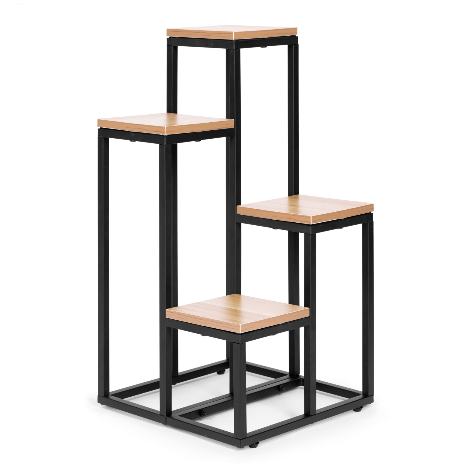 Kwietnik regał na kwiaty ozdoby 4 półki metal MDF jasny orzech - obrazek 3