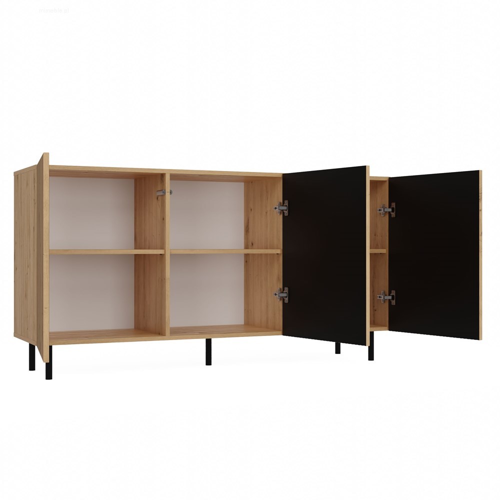 KOMODA KAMA 3 DRZWI CZERŃ/SLIM LAMELE KOMPLET - obrazek 2