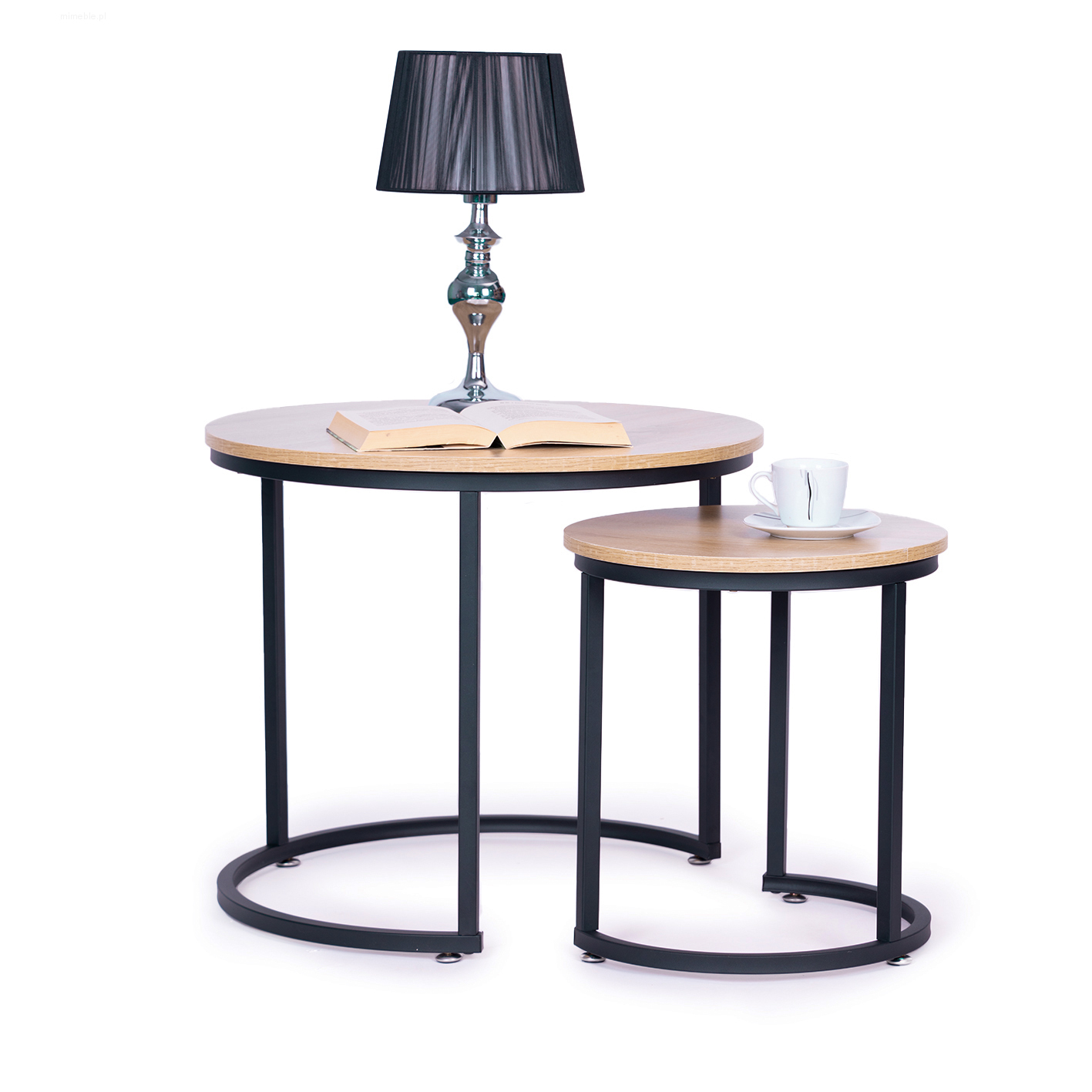 Zestaw stolików kawowych 2 szt. okrągłe lofotwy design - obrazek 6