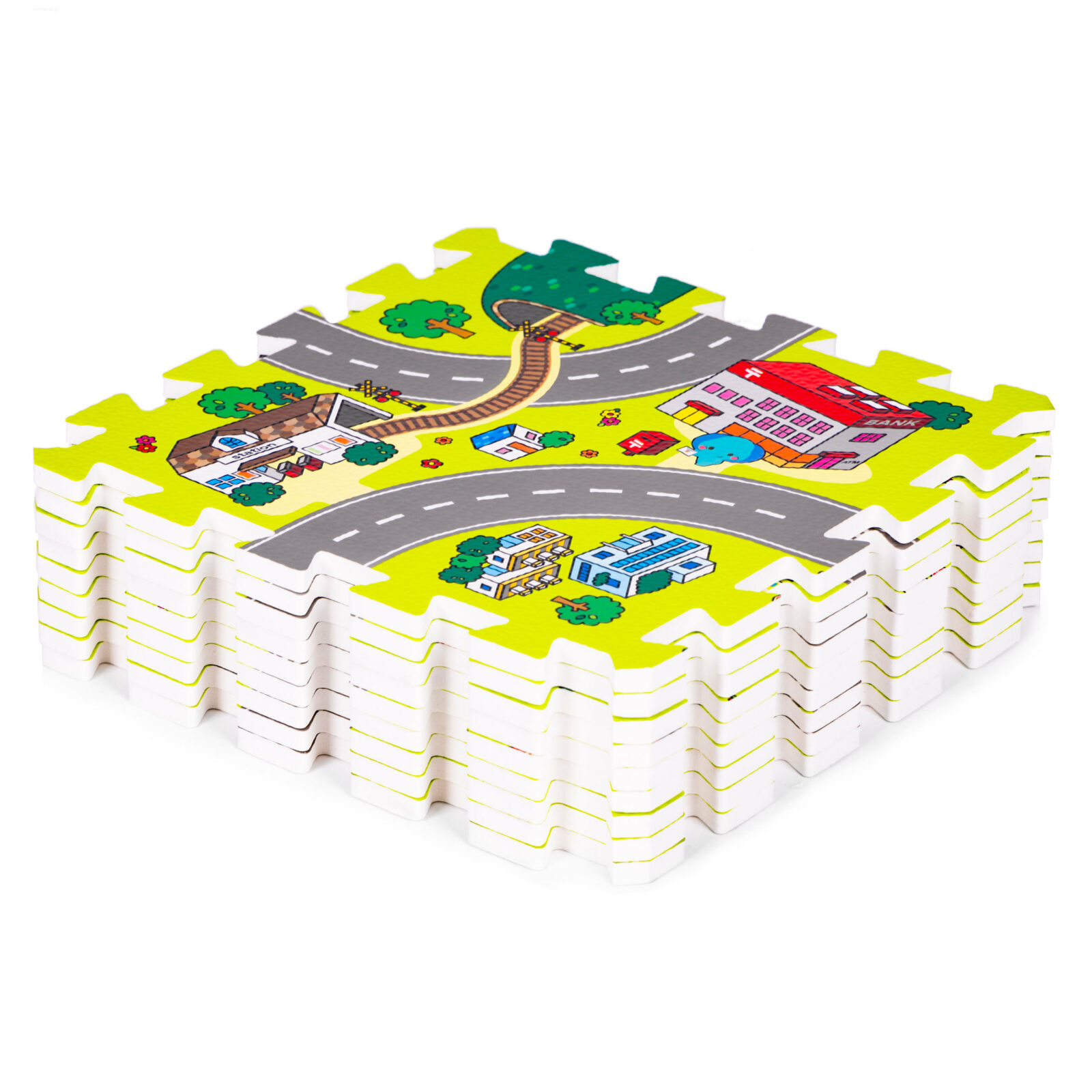 Mata piankowa dla dzieci miasto 9 elementów 90,5x90,5cm IPLAY - obrazek 5