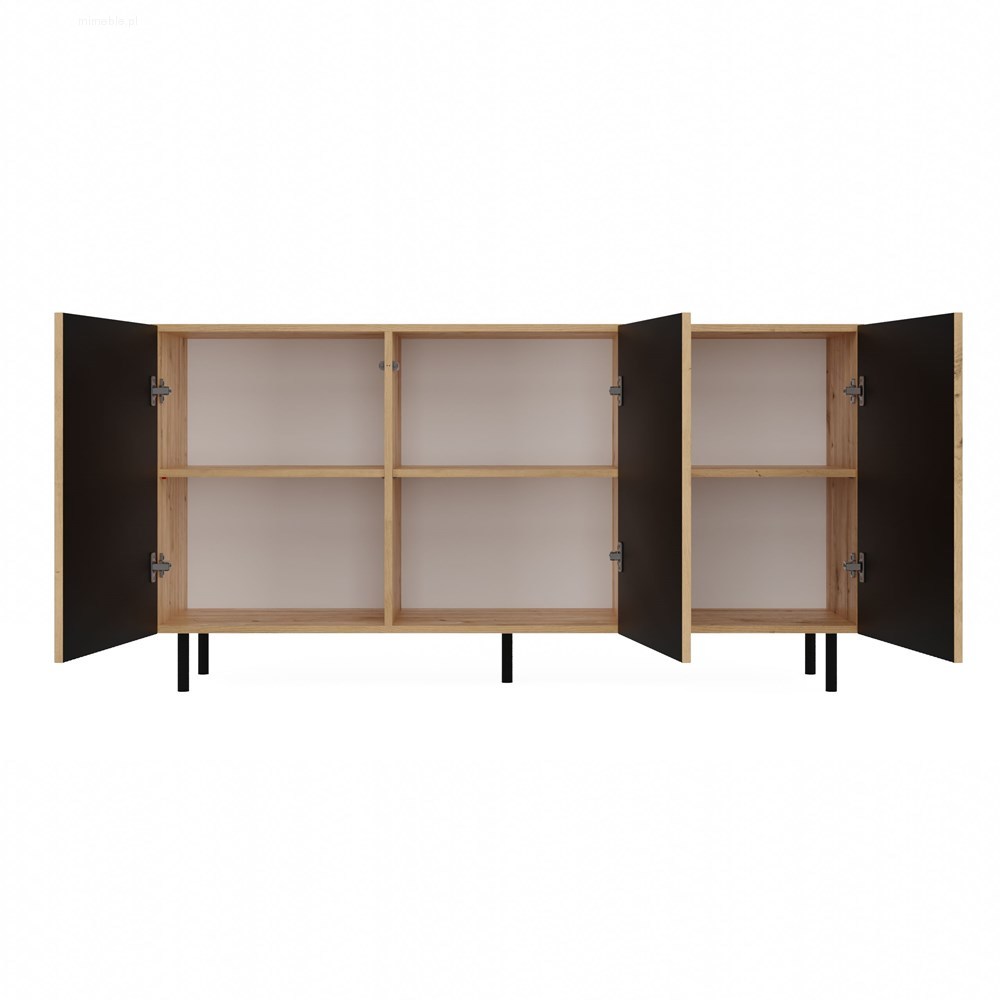 KOMODA KAMA 3 DRZWI CZERŃ/SLIM LAMELE KOMPLET - obrazek 4