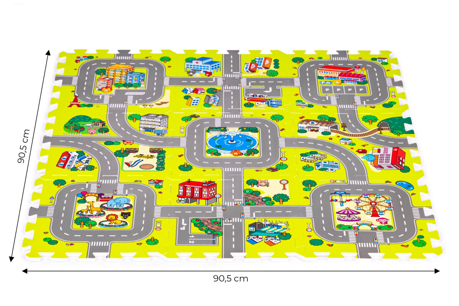 Mata piankowa dla dzieci miasto 9 elementów 90,5x90,5cm IPLAY - obrazek 7