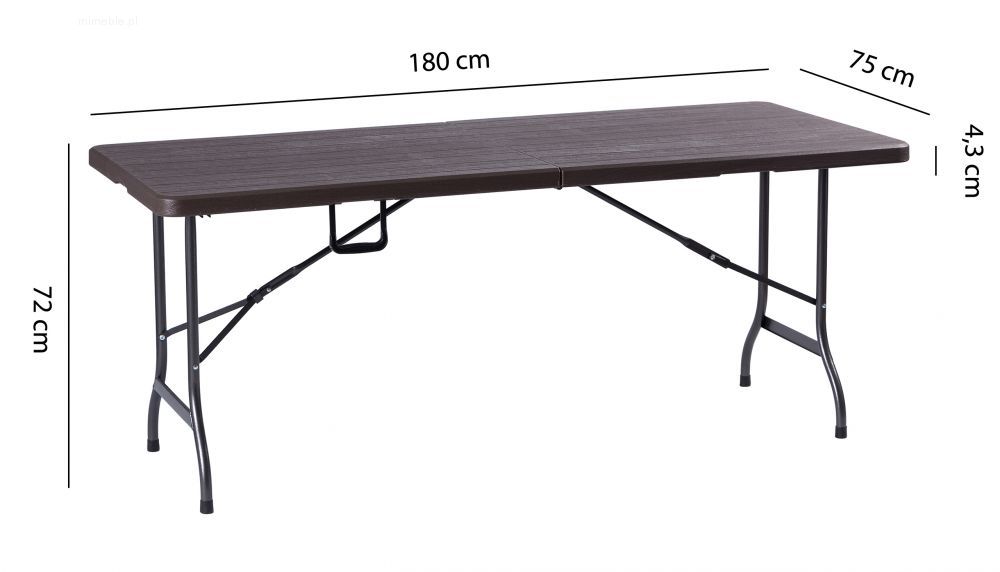 Stół ogrodowy składany brązowy 180 cm - obrazek 6