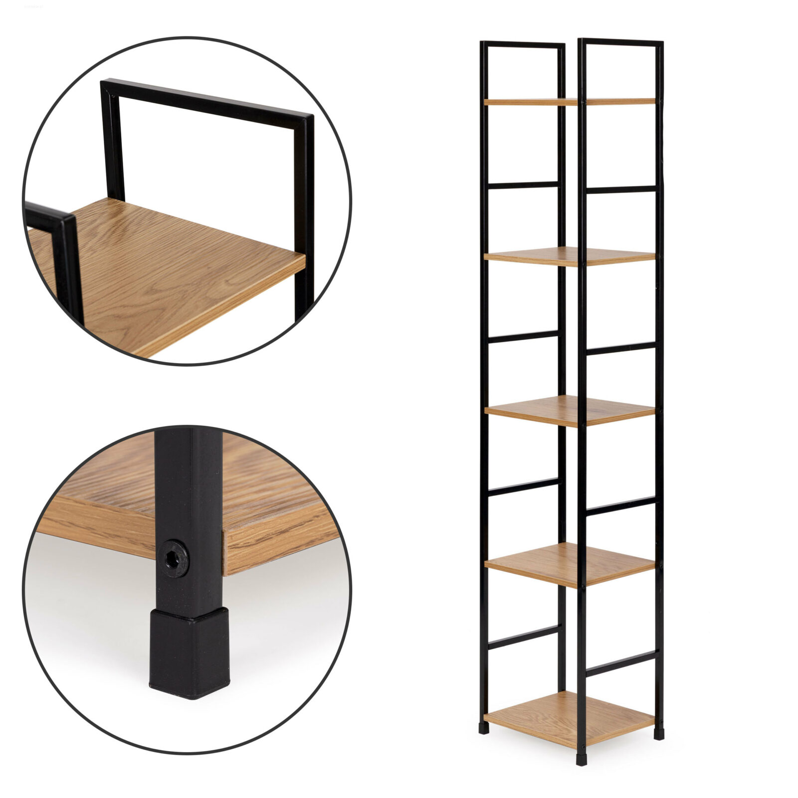 Regał drewniany nowoczesny metalowa rama LOFT 5 półek - obrazek 6