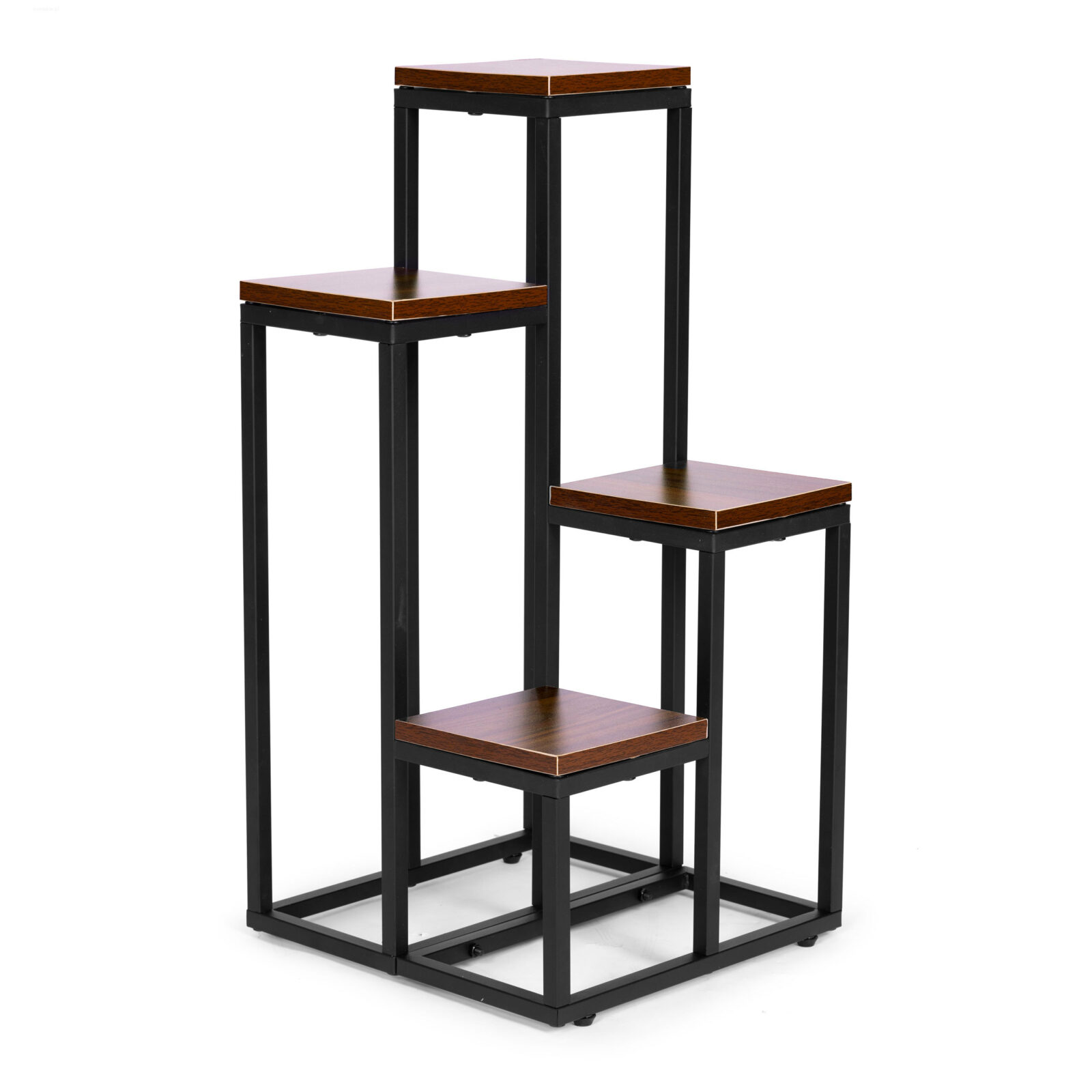 Kwietnik regał na kwiaty ozdoby 4 półki metal MDF ciemny orzech - obrazek 3