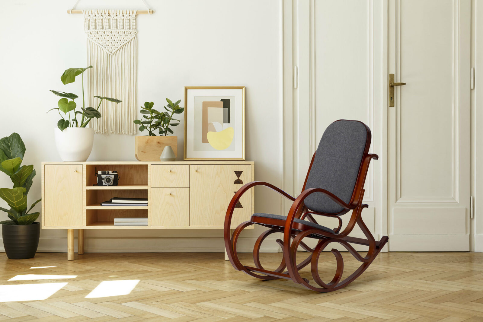 Fotel bujany na płozach bujak na biegunach ModernHome - obrazek 7