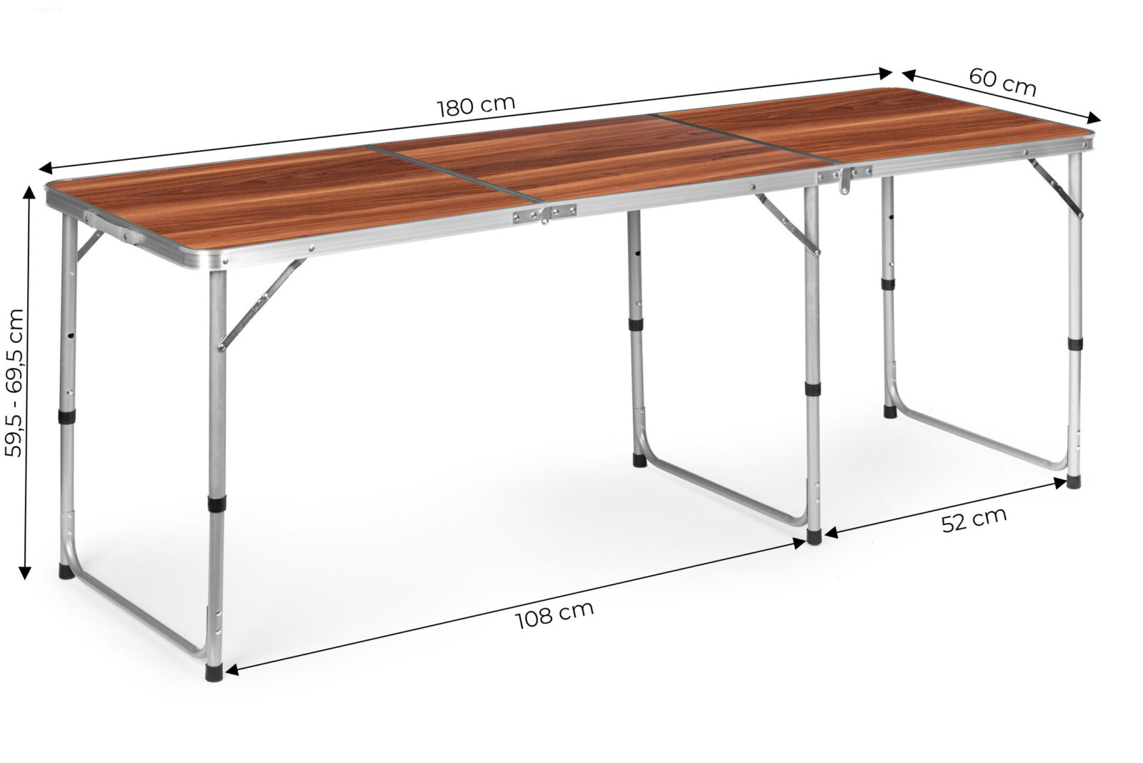 Stolik turystyczny stół składany kemping brązowy blat 180 x 60 cm - obrazek 7
