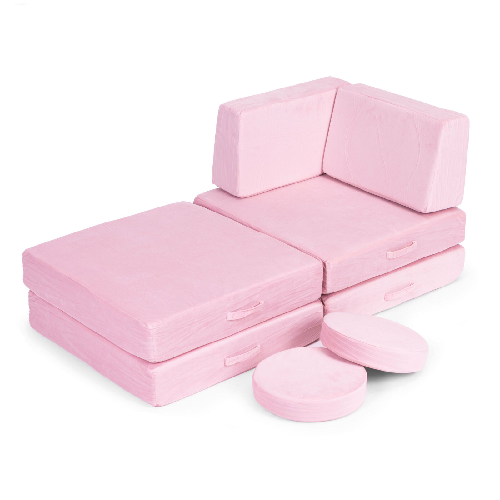 Sofa modułowa duża składana dla dzieci DIY 8 miękkich poduch - różowa ECOTOYS - obrazek 5