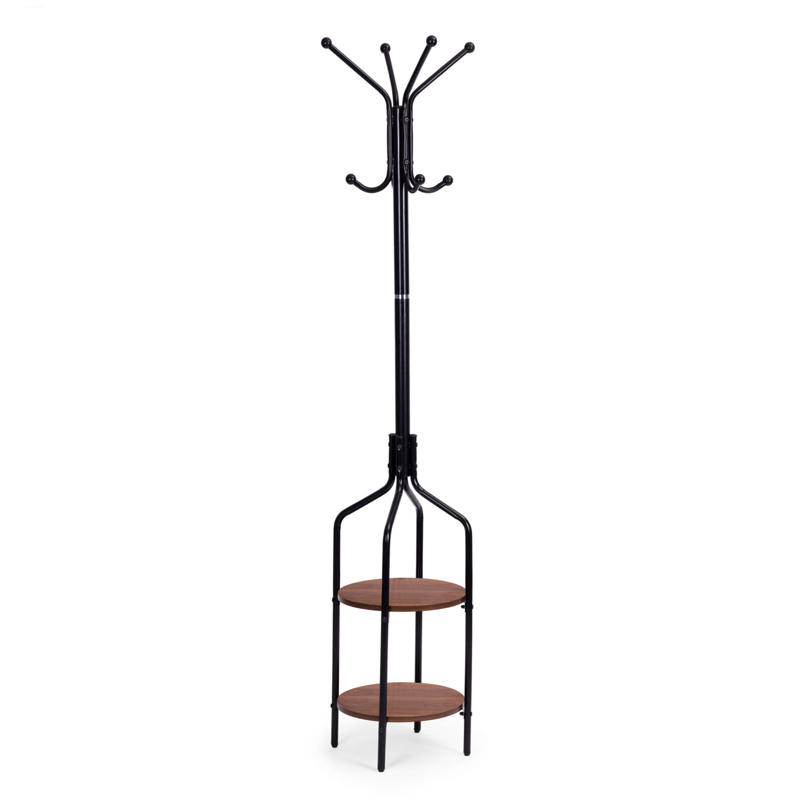 Wieszak stojący z półkami 8 haczyków 180 cm metal czarny - obrazek 3