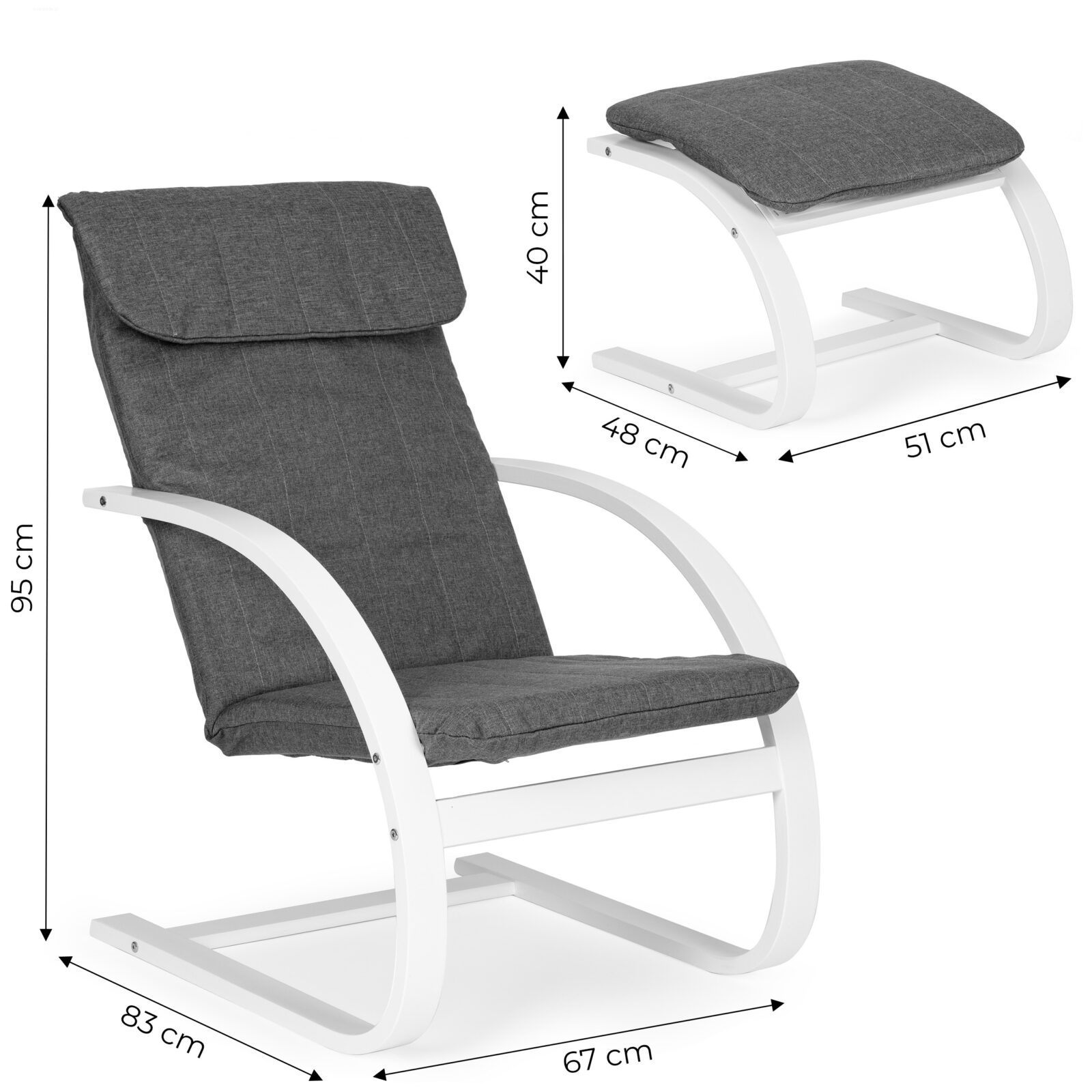 Fotel fiński bujany z podnóżkiem finka leżanka do salonu ModernHome - obrazek 8