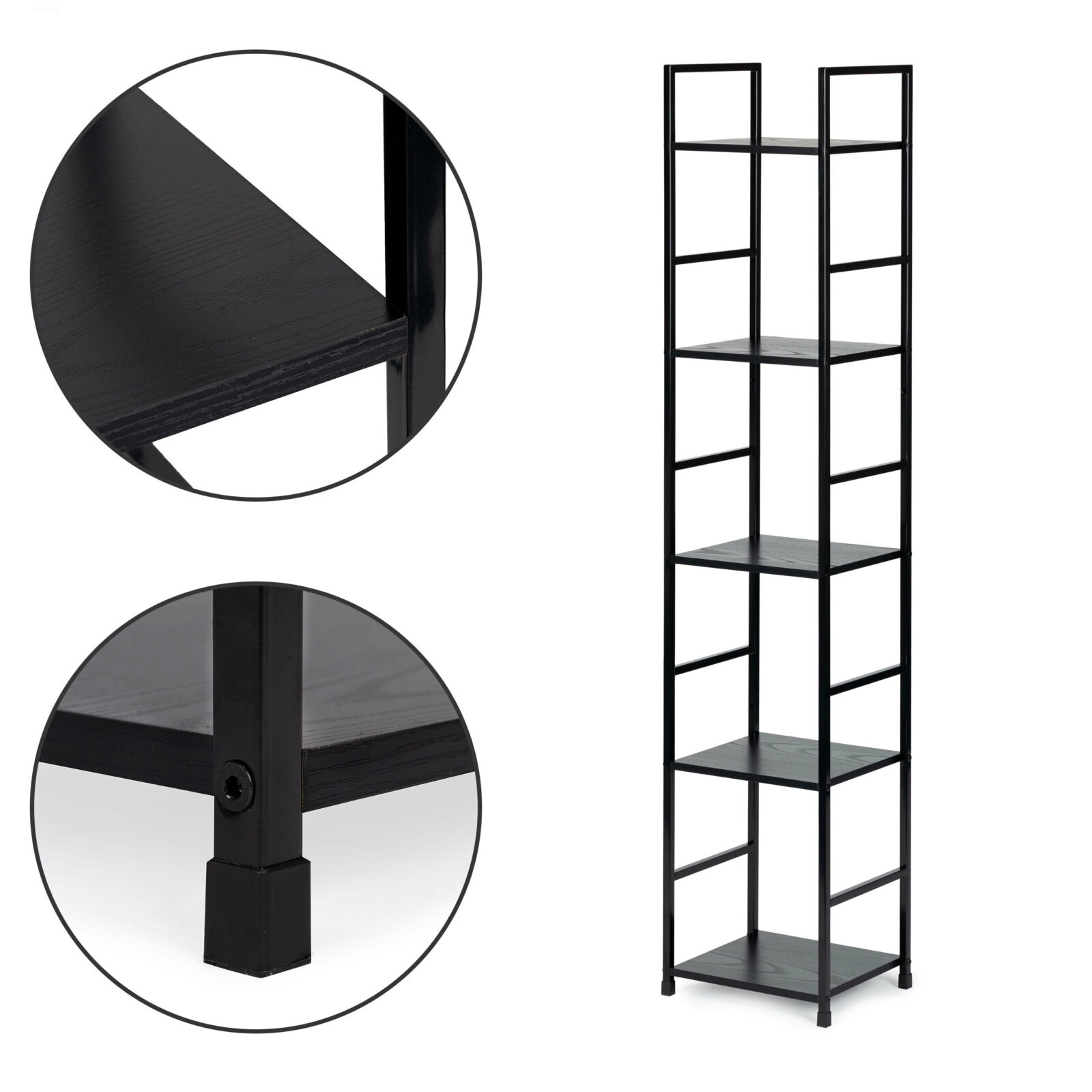 Regał drewniany nowoczesny metalowa rama LOFT 5 półek - obrazek 3