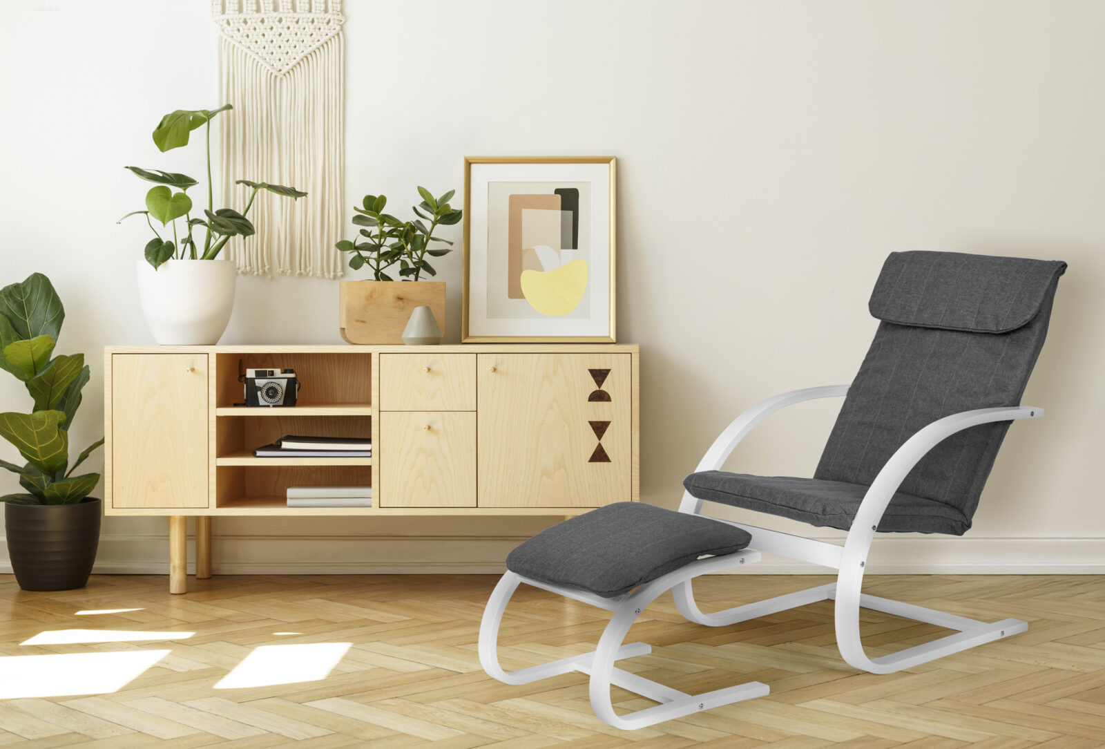 Fotel fiński bujany z podnóżkiem finka leżanka do salonu ModernHome - obrazek 7