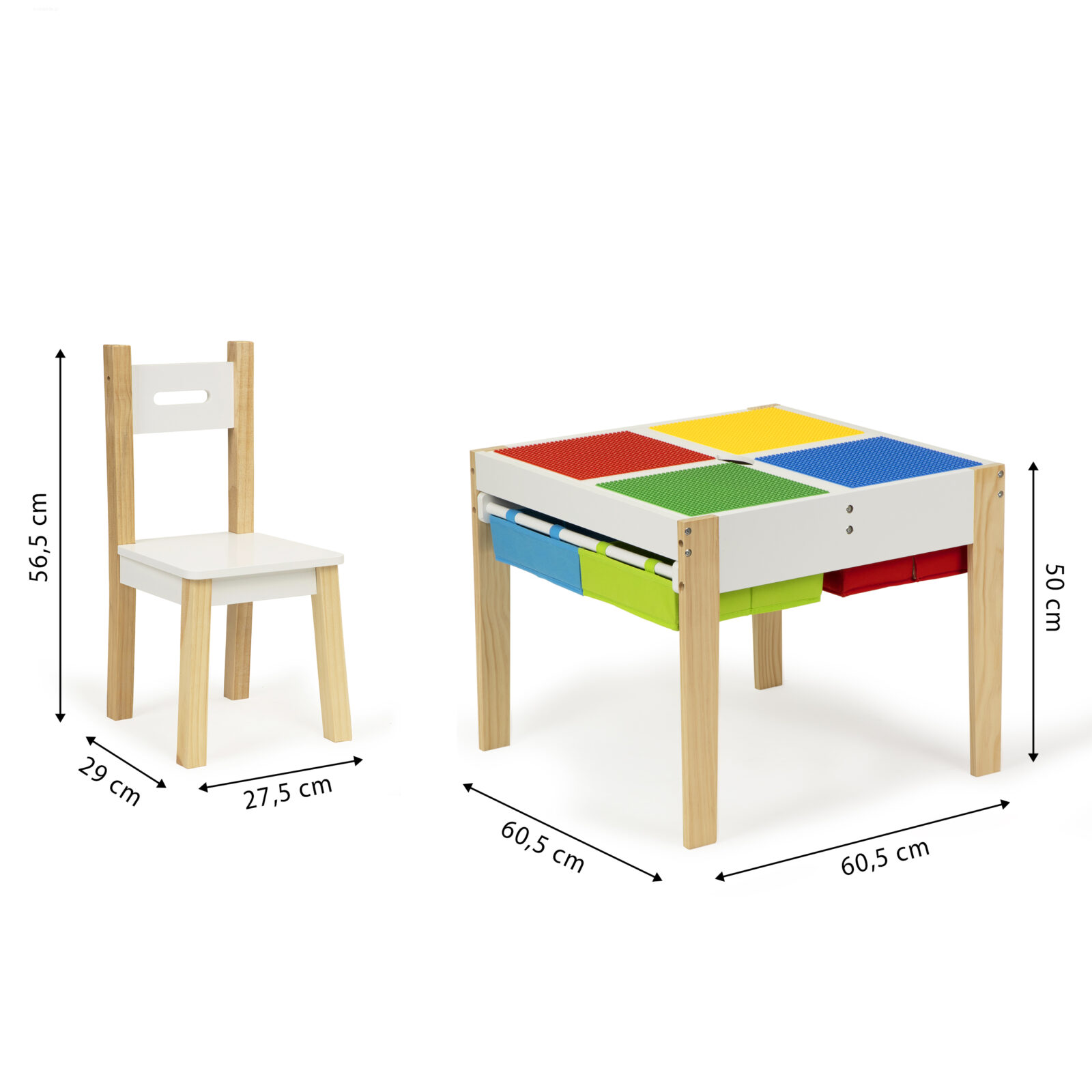 Drewniane meble dla dzieci zestaw stół +2 krzesła ECOTOYS - obrazek 5