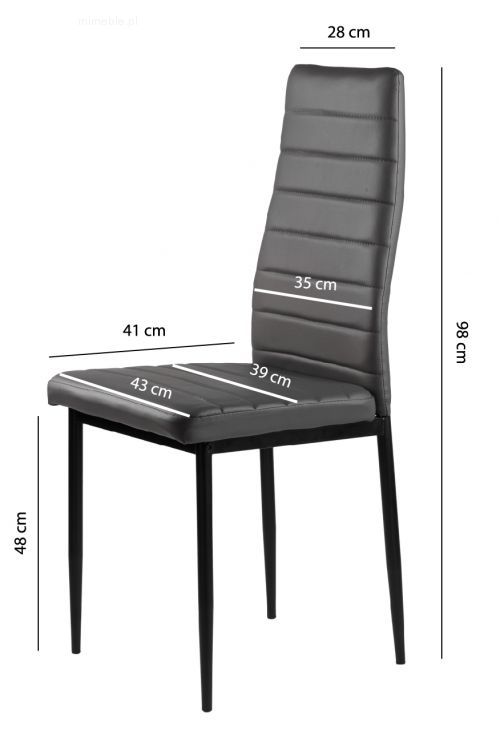 Zestaw 4 krzeseł do salonu jadalni z ekoskóry wyprofilowane oparcie szare - obrazek 8