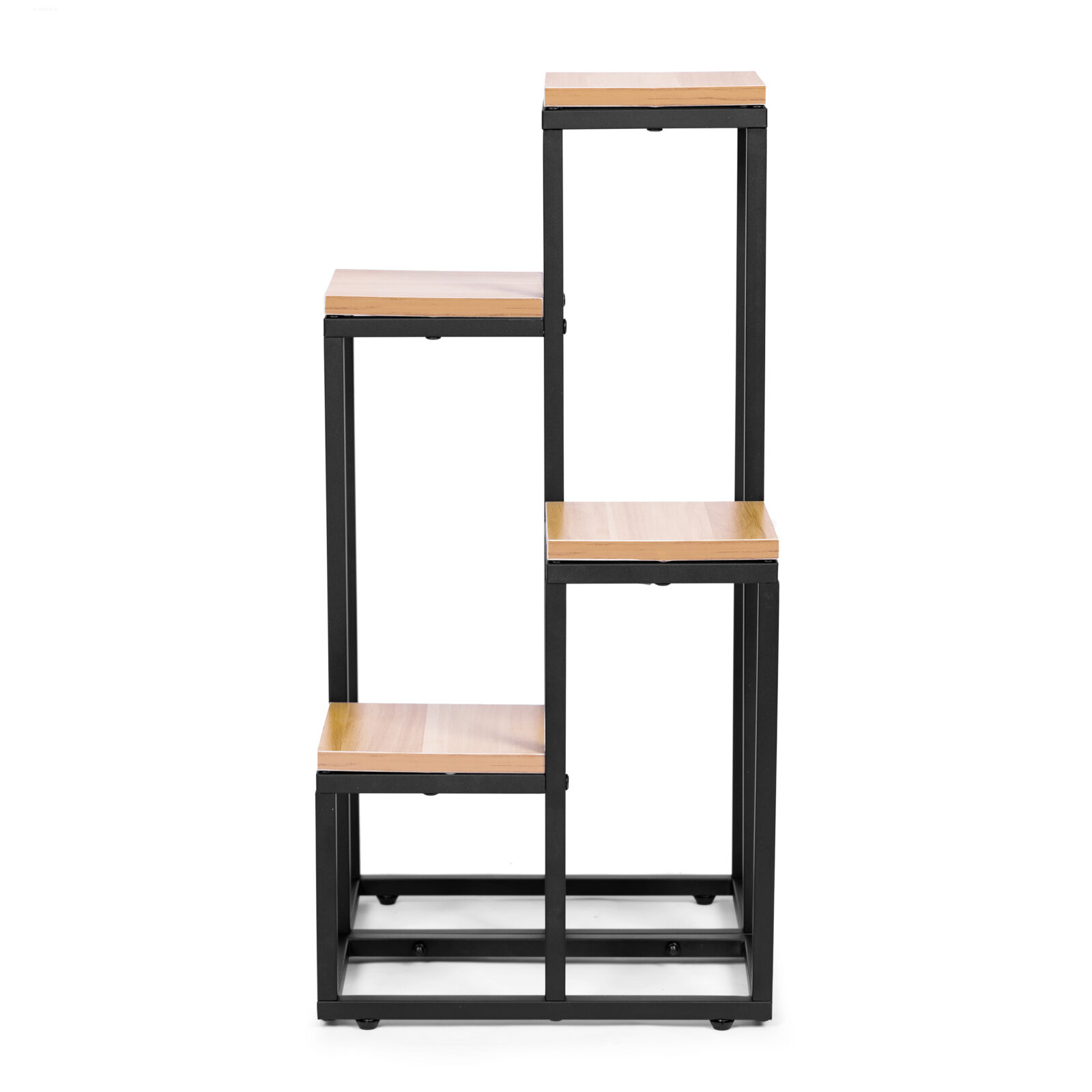 Kwietnik regał na kwiaty ozdoby 4 półki metal MDF jasny orzech - obrazek 2