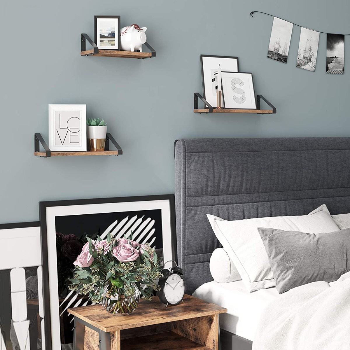 Zestaw 3 półek wiszących drewniane Loft - obrazek 3