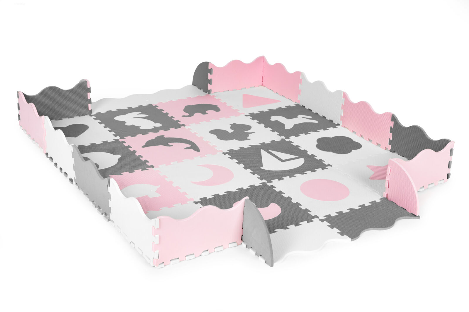 Mata piankowa z płotkiem puzzle suchy basen 36 elementów ECOTOYS - obrazek 4