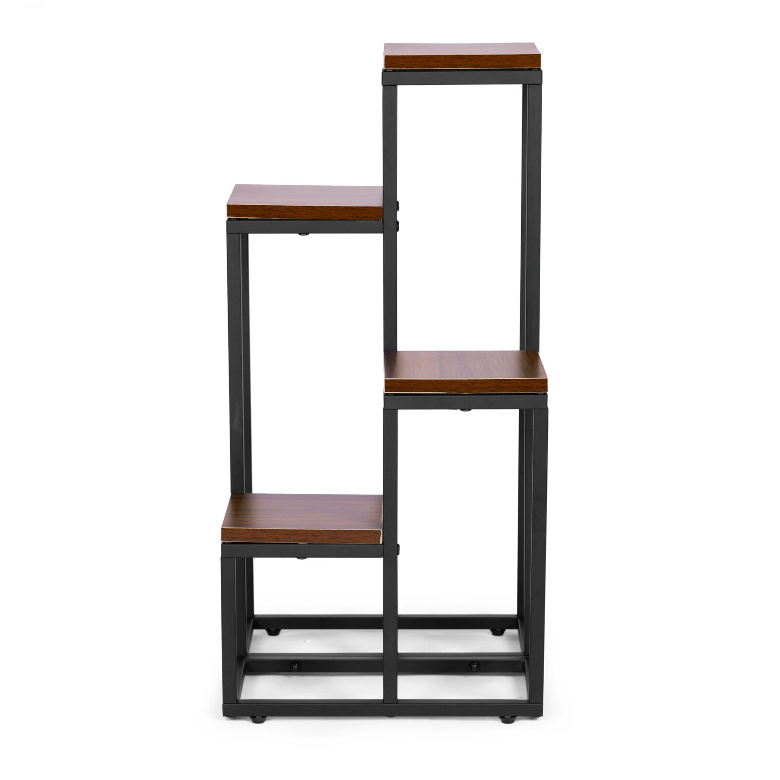 Kwietnik regał na kwiaty ozdoby 4 półki metal MDF ciemny orzech - obrazek 2