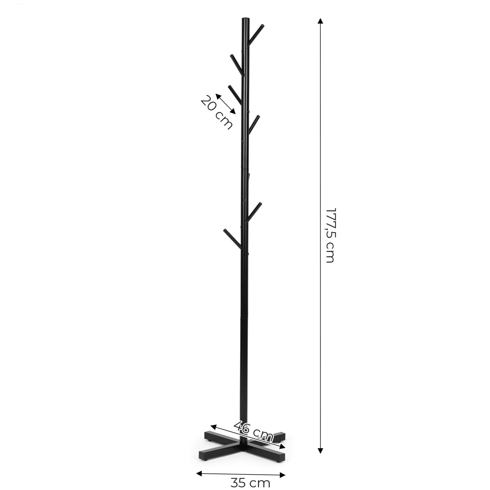 Stojący wieszak na ubrania prosty metalowy 7 haczyków 177 cm - obrazek 8