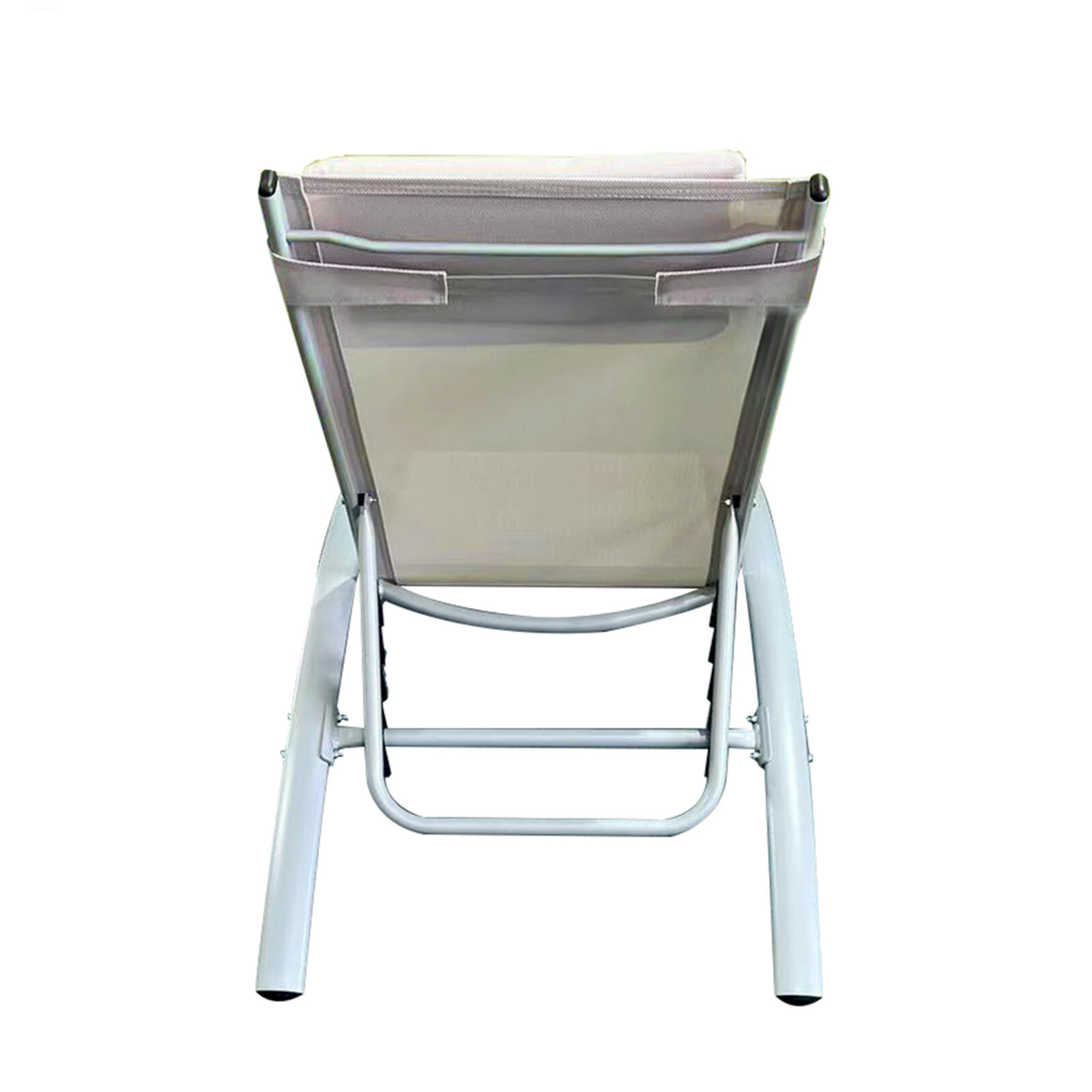 Komplet dwa leżaki leżanki ogrodowe aluminium beż - obrazek 5